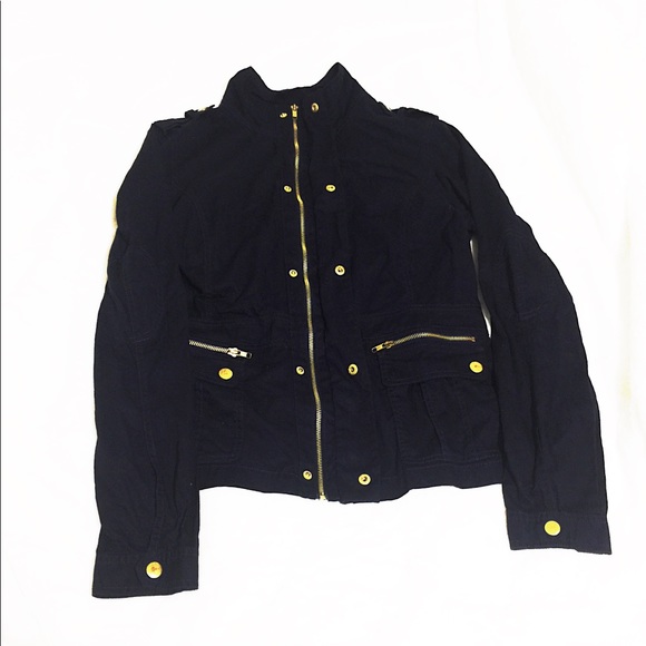 Military Fashion Jacket, Light Weight Navy & Gold - Picture 5 of 8
